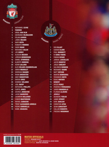 Match programme - backcover