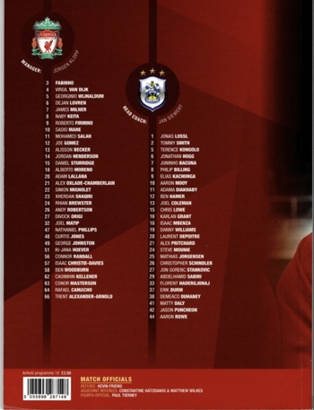 Match programme squadlist