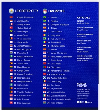 Digital Match programme squadlist