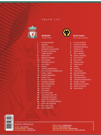 Match programme squadlist