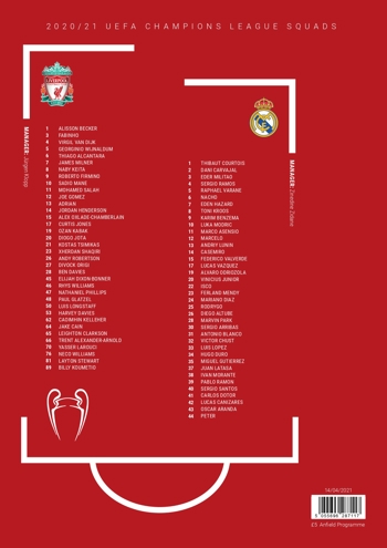 Match programme squadlist