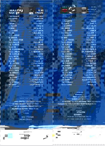 Match programme - squadlist
