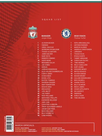 Match programme squadlist