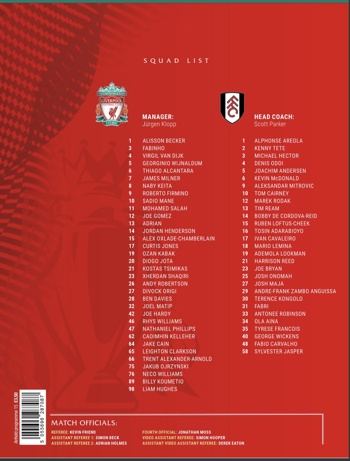 Match programme squadlist