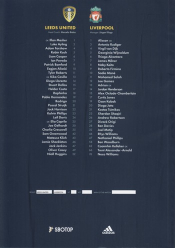Match programme squadlist