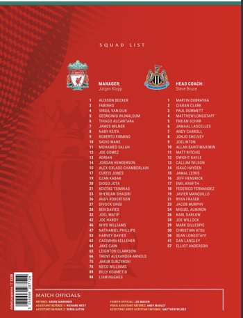 Match programme squadlist