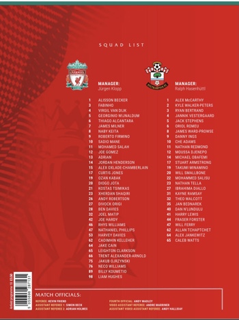 Match programme squadlist