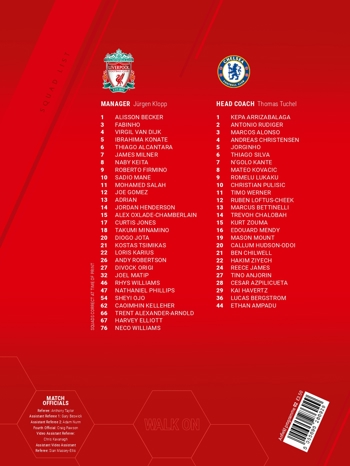 Match programme squadlist
