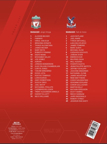 Match programme squadlist