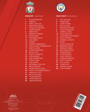 Match programme squadlist