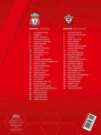 Match programme squadlist