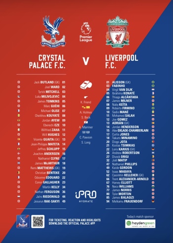 Match programme squadlist