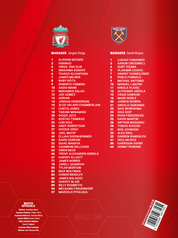 Match programme squadlist