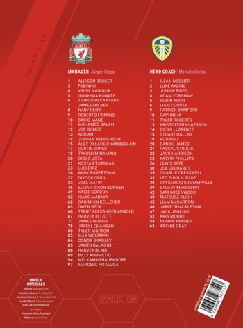 Match programme squadlist