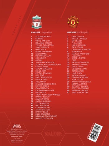 Match Programme squadlist