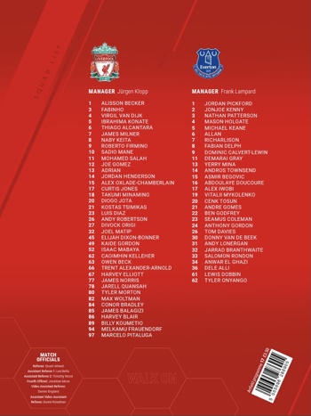 Match programme squadlist