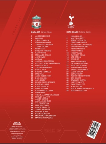 Match Programme squadlist