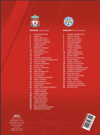 Match programme squadlist