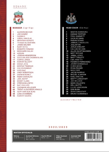 Match programme lineups