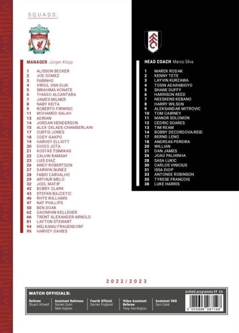 Match programme squadlist