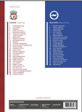 Match programme squadlist