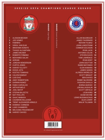 Match programme squadlist