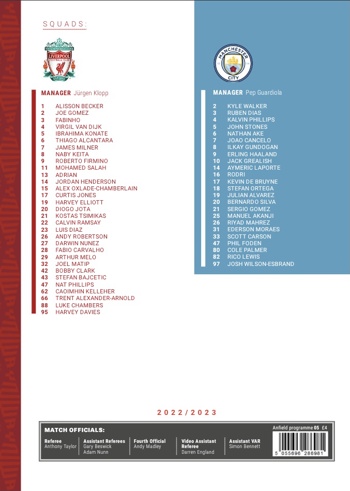 Match programme squadlist