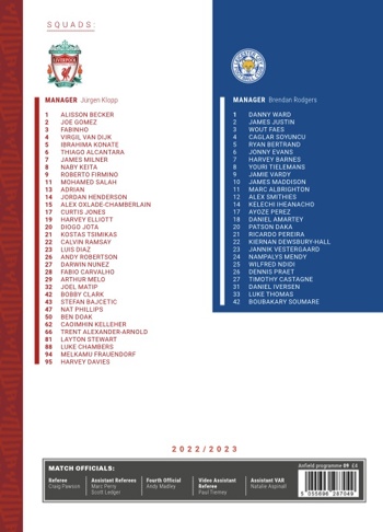 Match programme squadlist