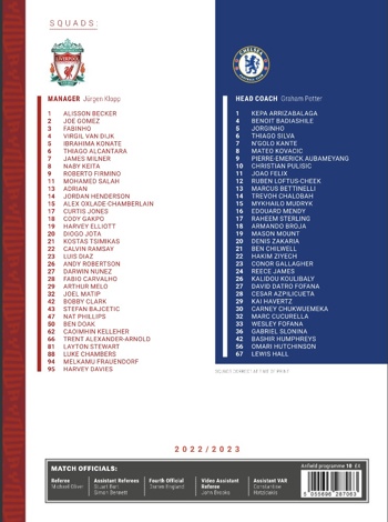 Match programme squadlist