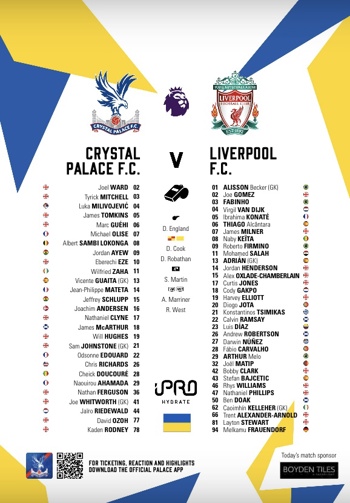 Match programme squadlist