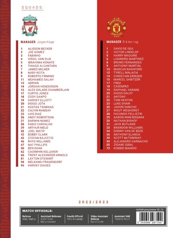 Match programme squadlist