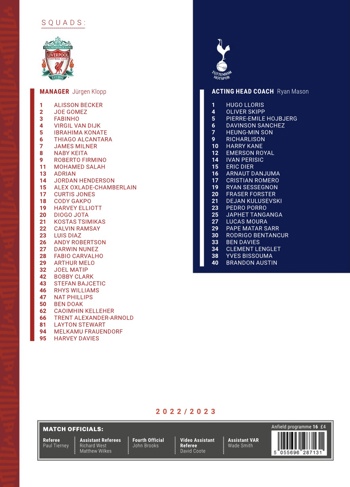 Match programme squadlist