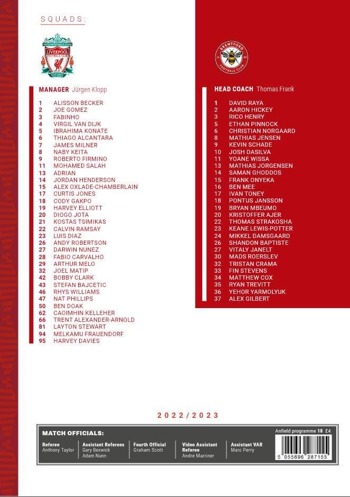Match programme