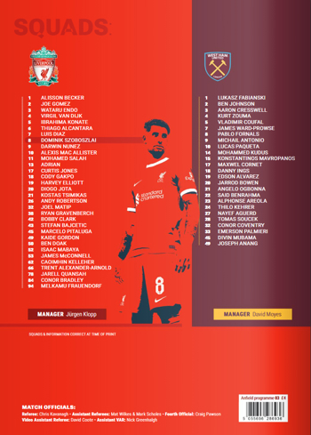 Match programme squadlist
