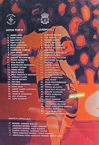 Match programme squadlist