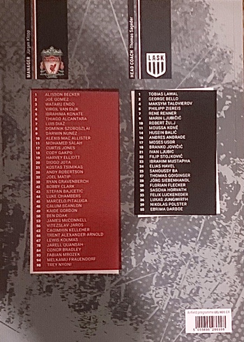 Match programme squadlist