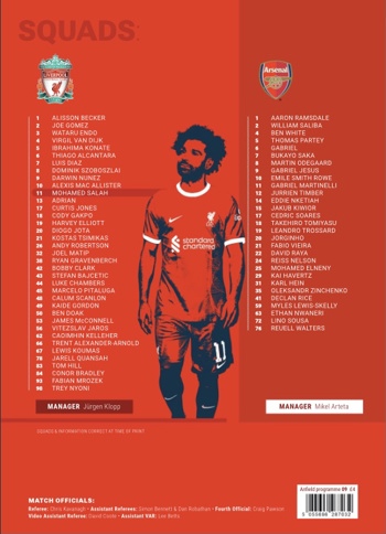 Match programme squadlist