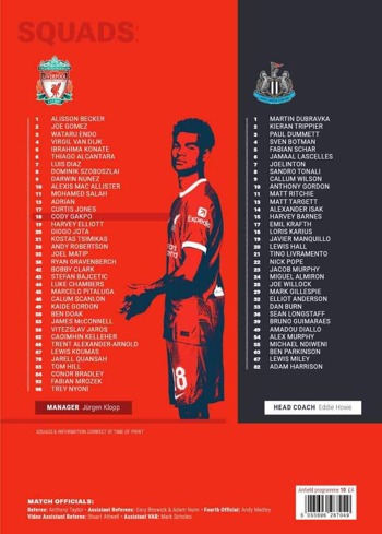 Match programme squadlist