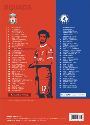 Match programme squadlist