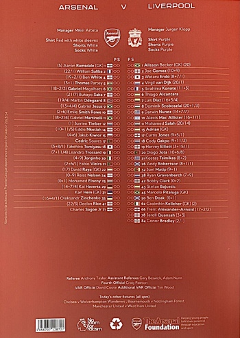Match programme squadlist