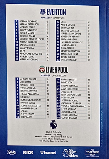 Match programme squadlist