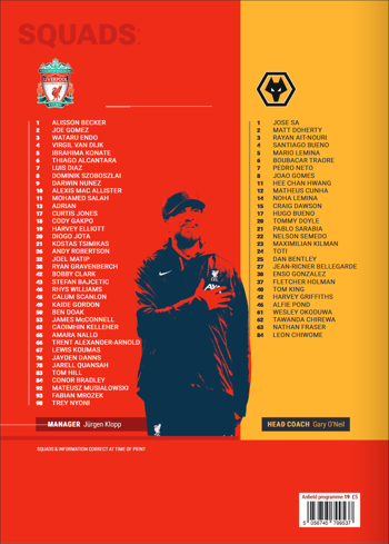 Match programme squadlist
