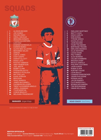 Match programme squadlist