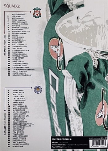 Match programme squadlist