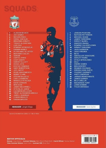 Match programme squadlist