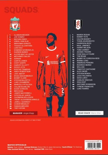 Match programme squadlist