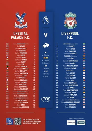 Match programme squadlist