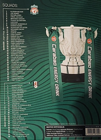 Match programme squadlist