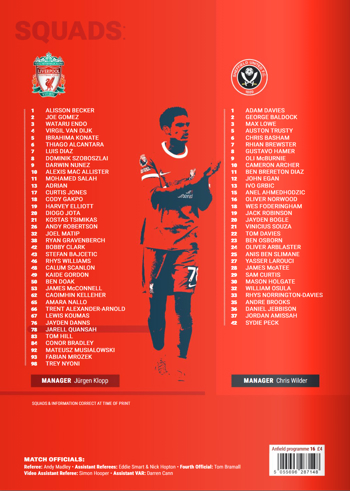 Match programme squadlist