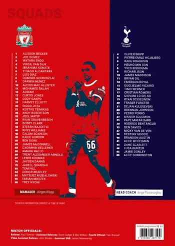 Match programme squadlist